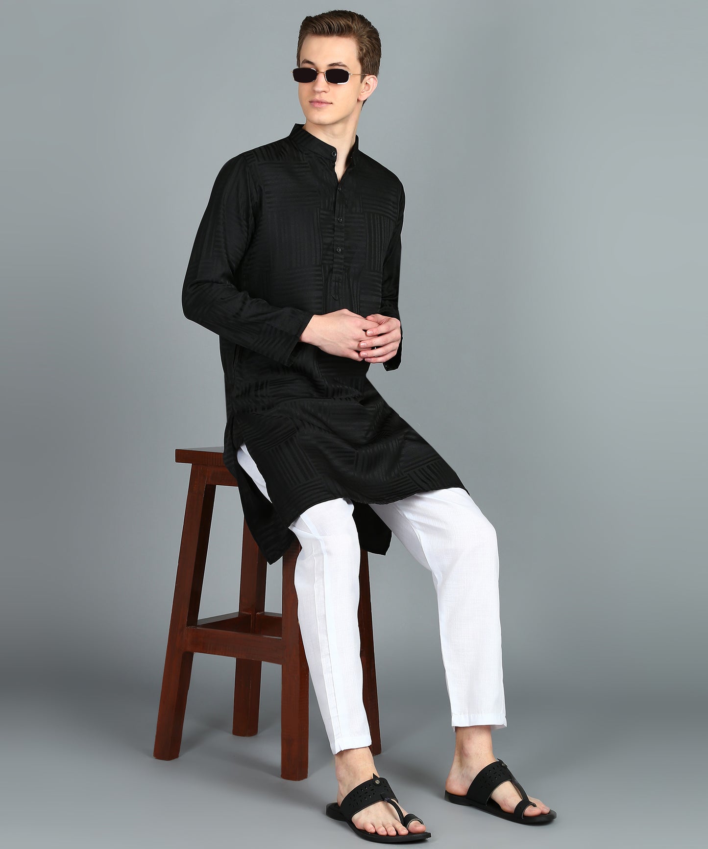 Preen Self Printed Ban Collar Kurta Pajama Set