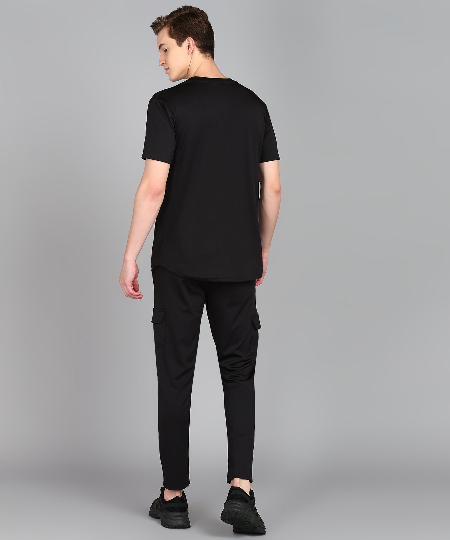 Preen Men's Black Colour Solid T-shirt and Lower Set