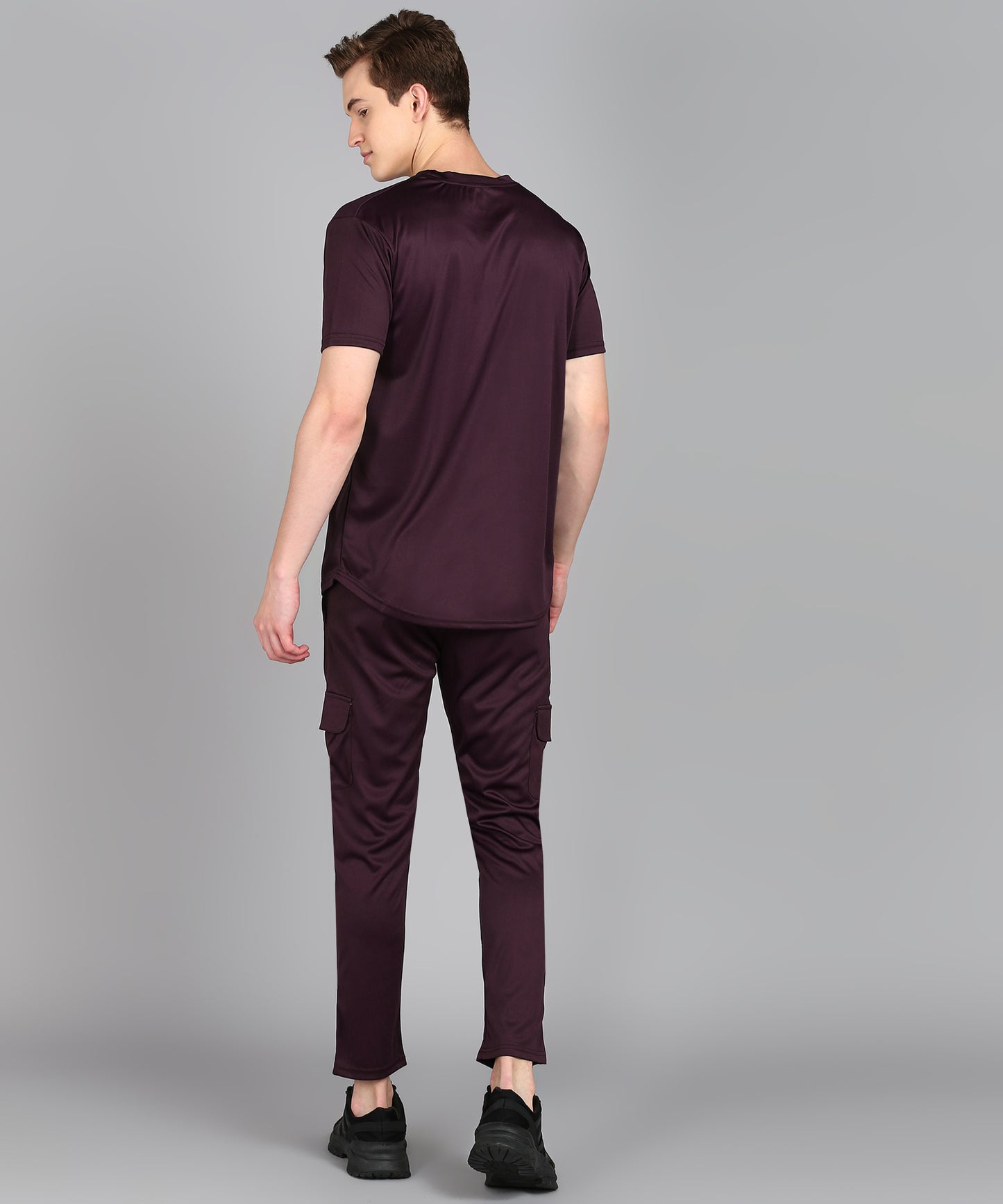Preen Men's Maroon Colour Solid T-shirt and Lower Set