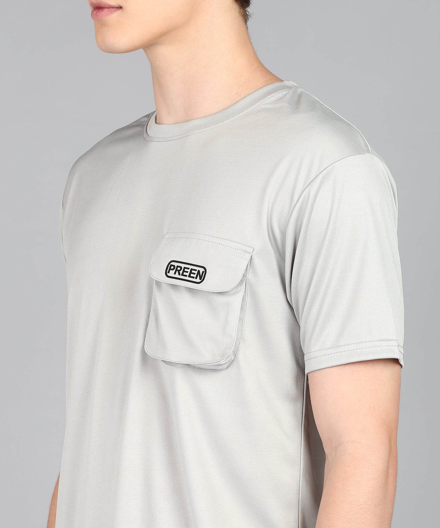 Preen Men's Light Grey Colour Solid T-shirt and Lower Set