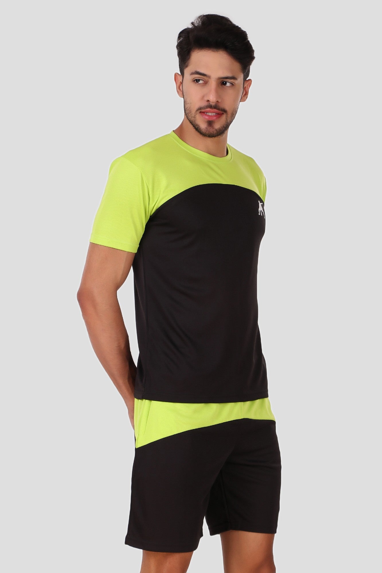 Preen Colorblock T-shirt and Shorts Set NeonBlack