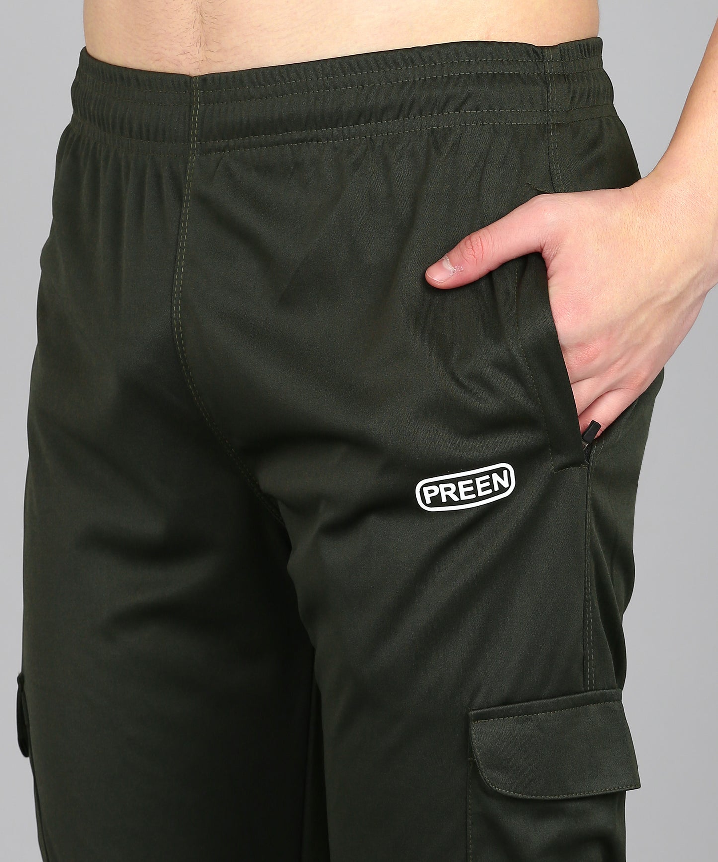 Preen Men's Mehndi Colour Solid T-shirt and Lower Set