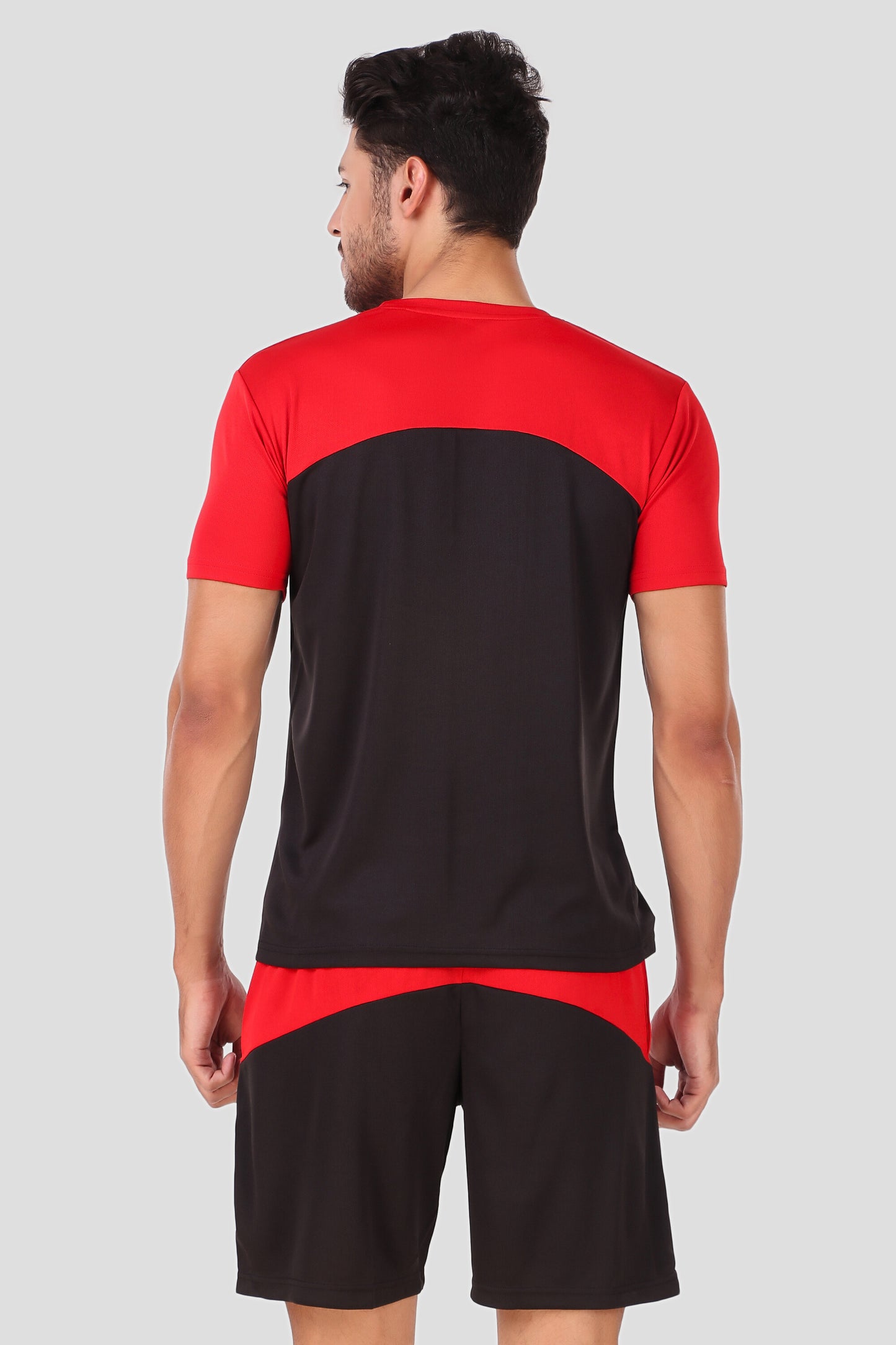 Preen Colorblock T-shirt and Shorts Set RedBlack