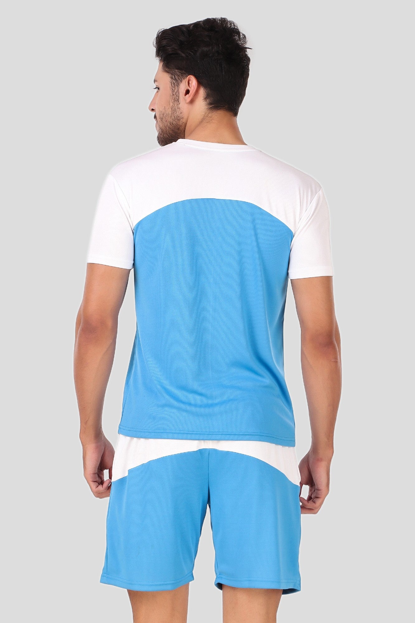 Preen Colorblock T-shirt and Shorts Set WhiteSkyBlue