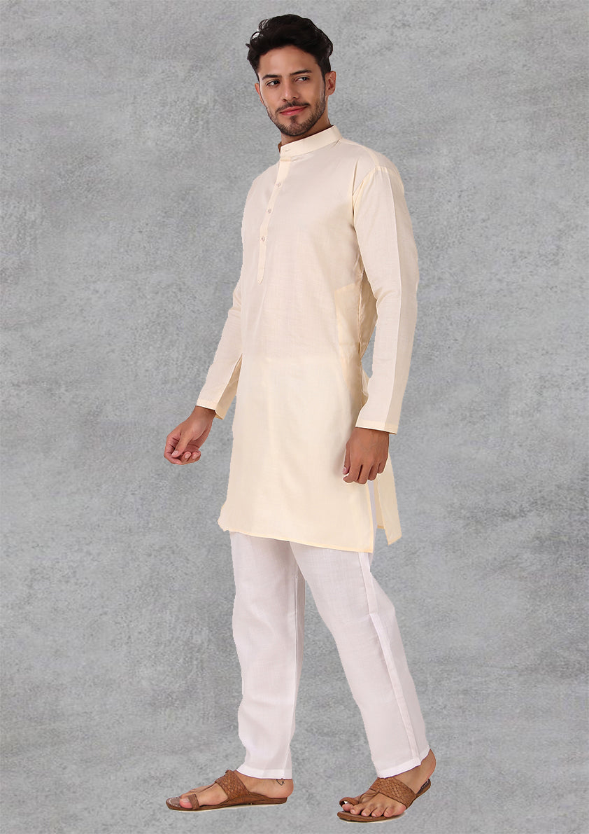 Preen Beige Ban Collar Kurta Pajama Set