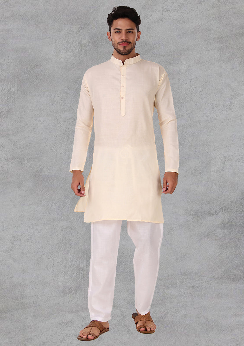 Preen Beige Ban Collar Kurta Pajama Set