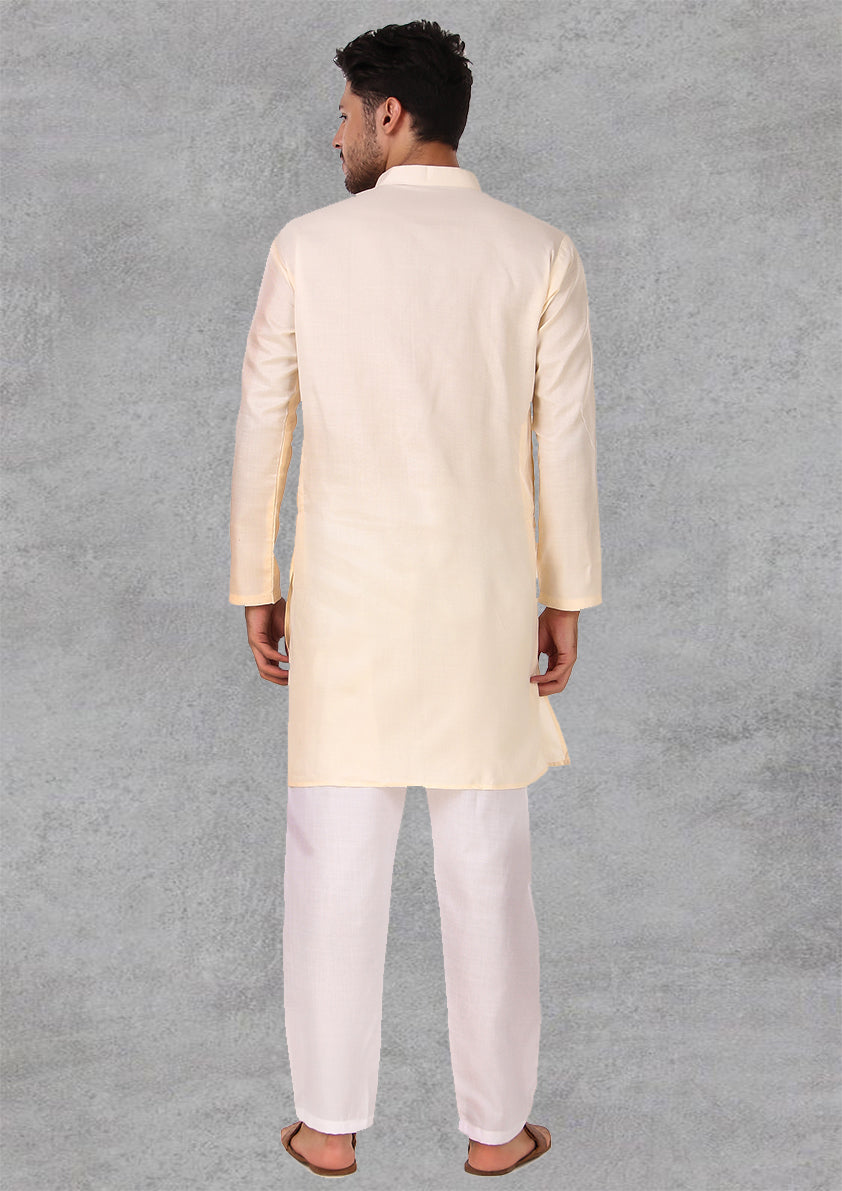 Preen Beige Ban Collar Kurta Pajama Set