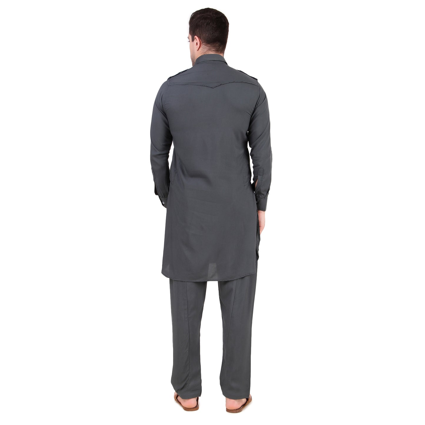 Preen Grey DP Pathani Suit Set / Kurta Pajama Set
