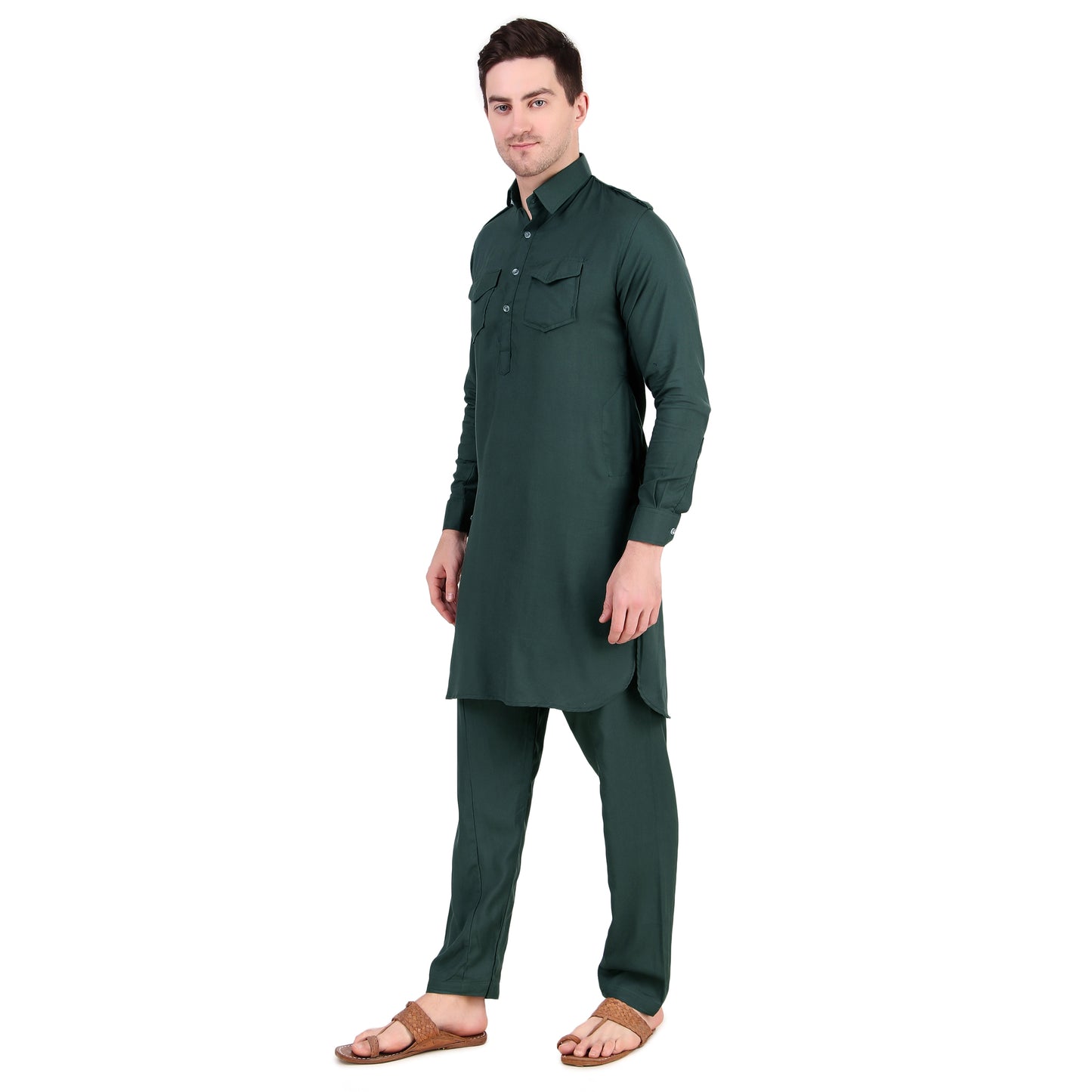 Preen Olive DP Pathani Suit Set / Kurta Pajama Set