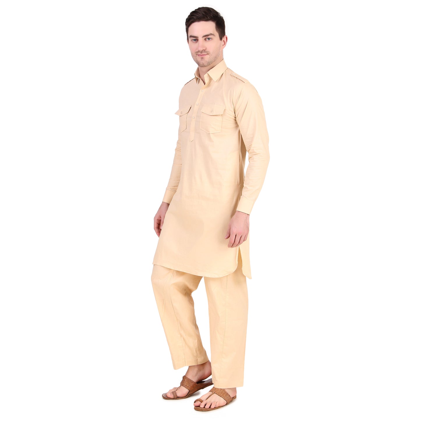 Preen Beige DP Pathani Suit Set / Kurta Pajama Set