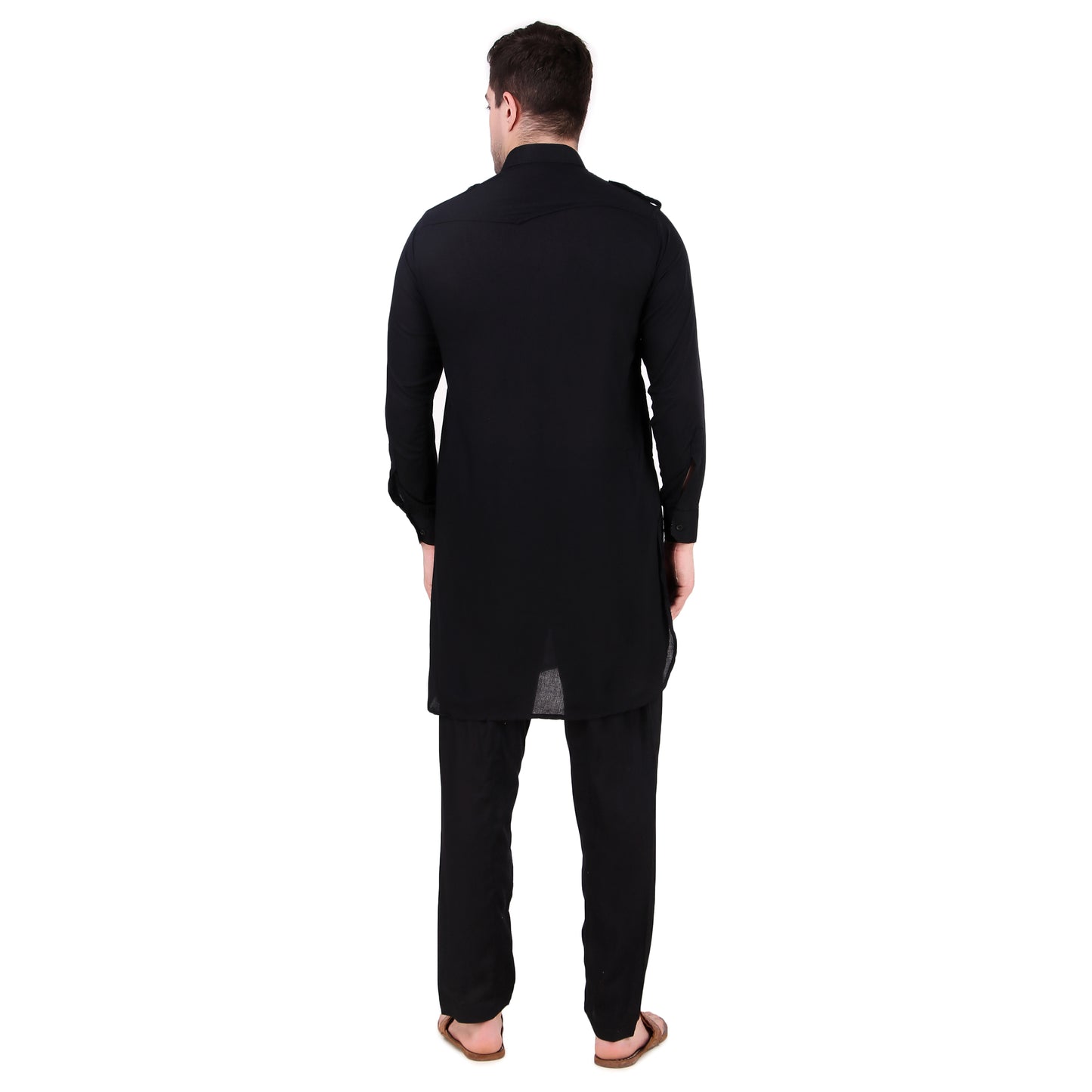 Preen Black DP Pathani Suit Set / Kurta Pajama Set