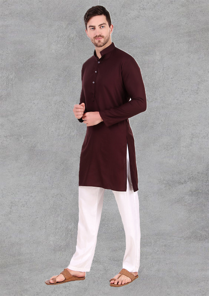 Preen Chocolatey Ban Collar Kurta Pajama Set