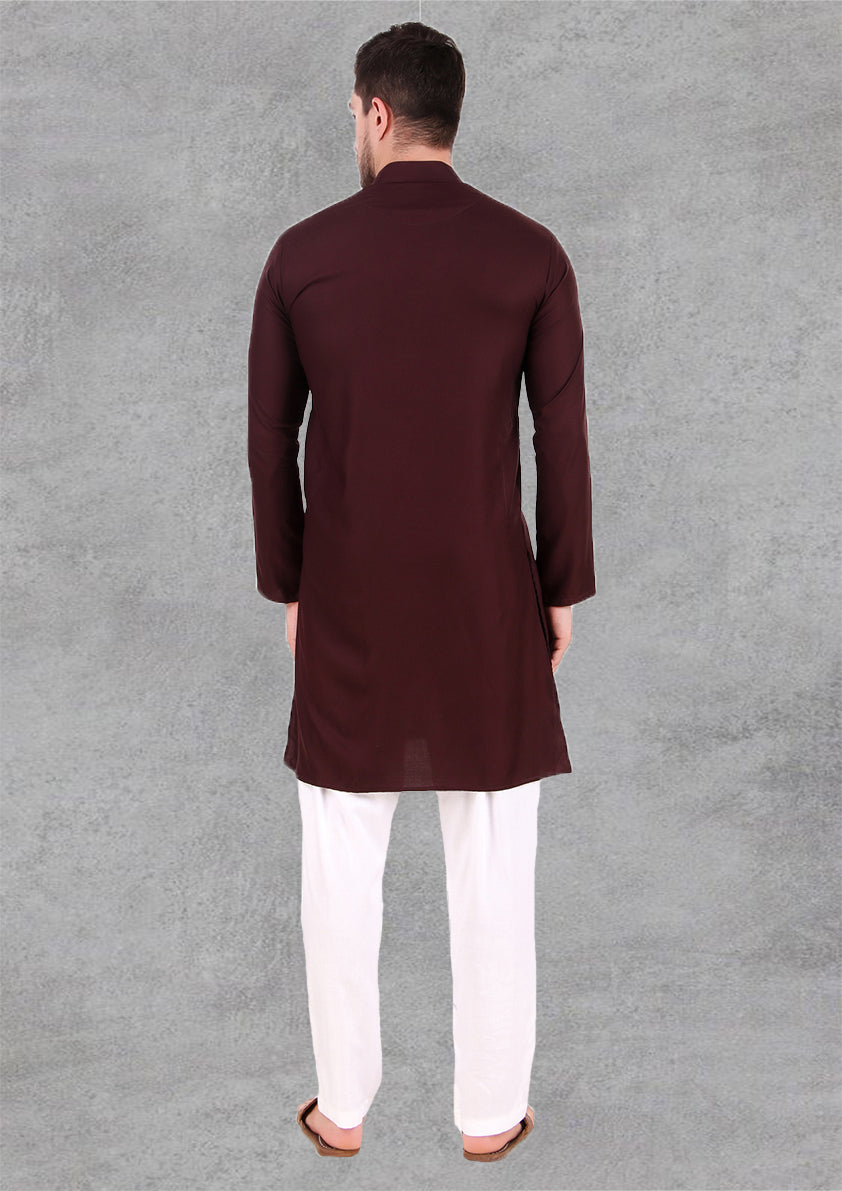 Preen Chocolatey Ban Collar Kurta Pajama Set