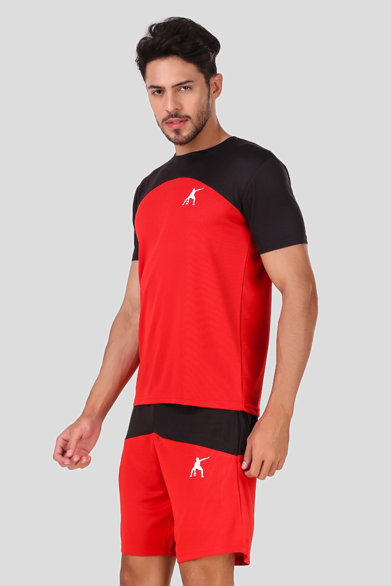 Preen Colorblock T-shirt and Shorts Set BlackRed