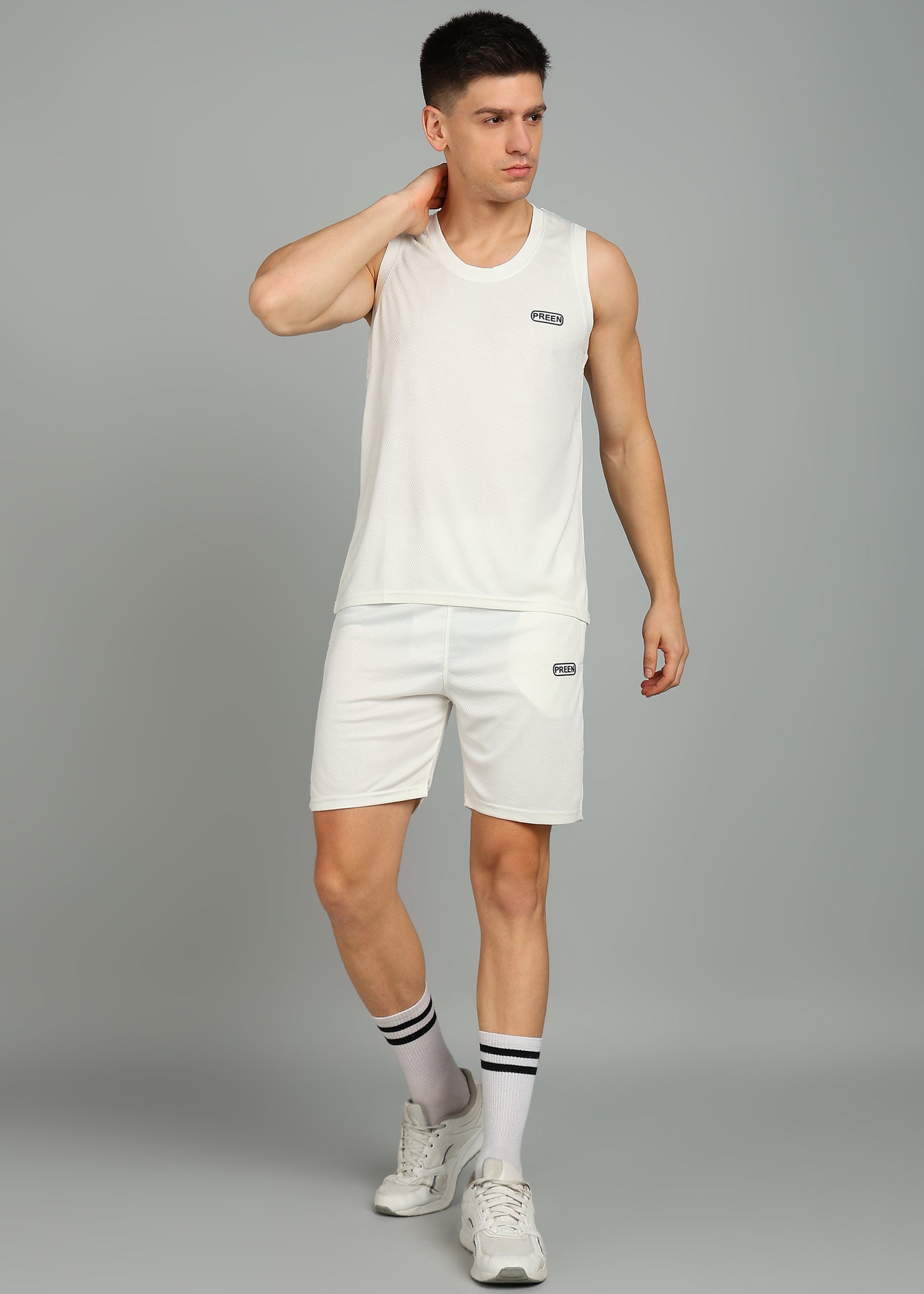 Preen Solid Men's Sleeveless Co-Ord's Set