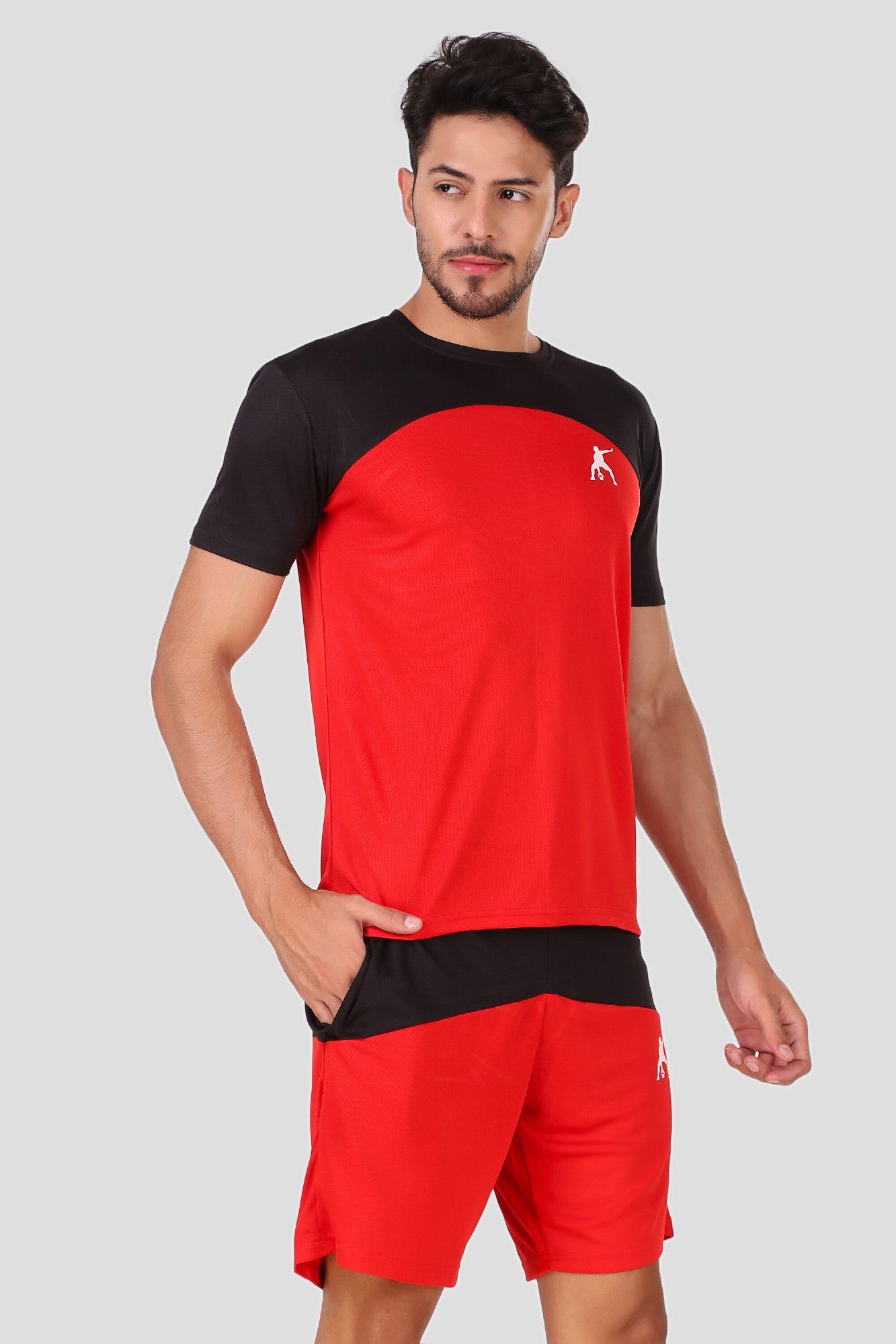 Preen Colorblock T-shirt and Shorts Set BlackRed