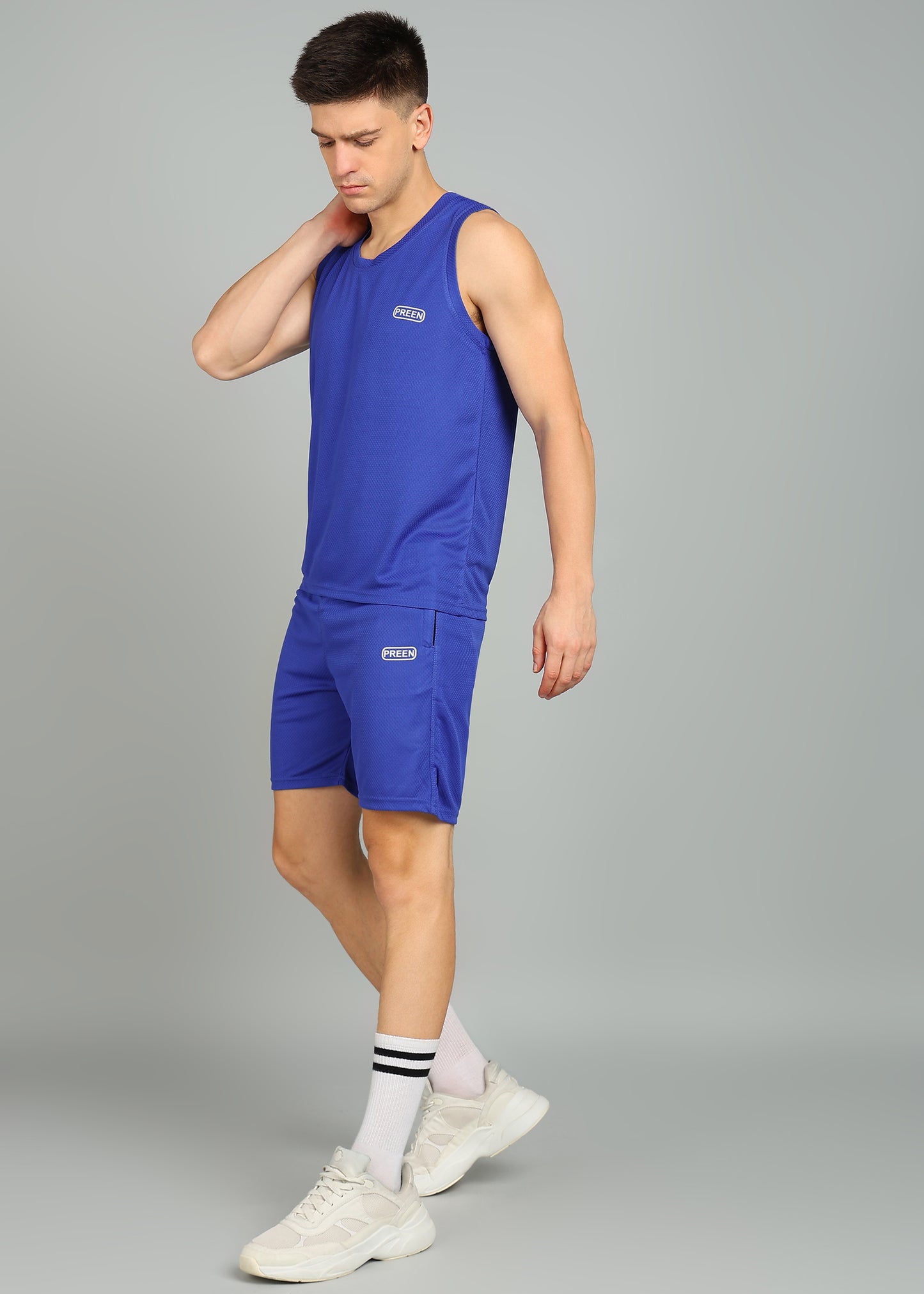 Preen Solid Men's Sleeveless Co-Ord's Set