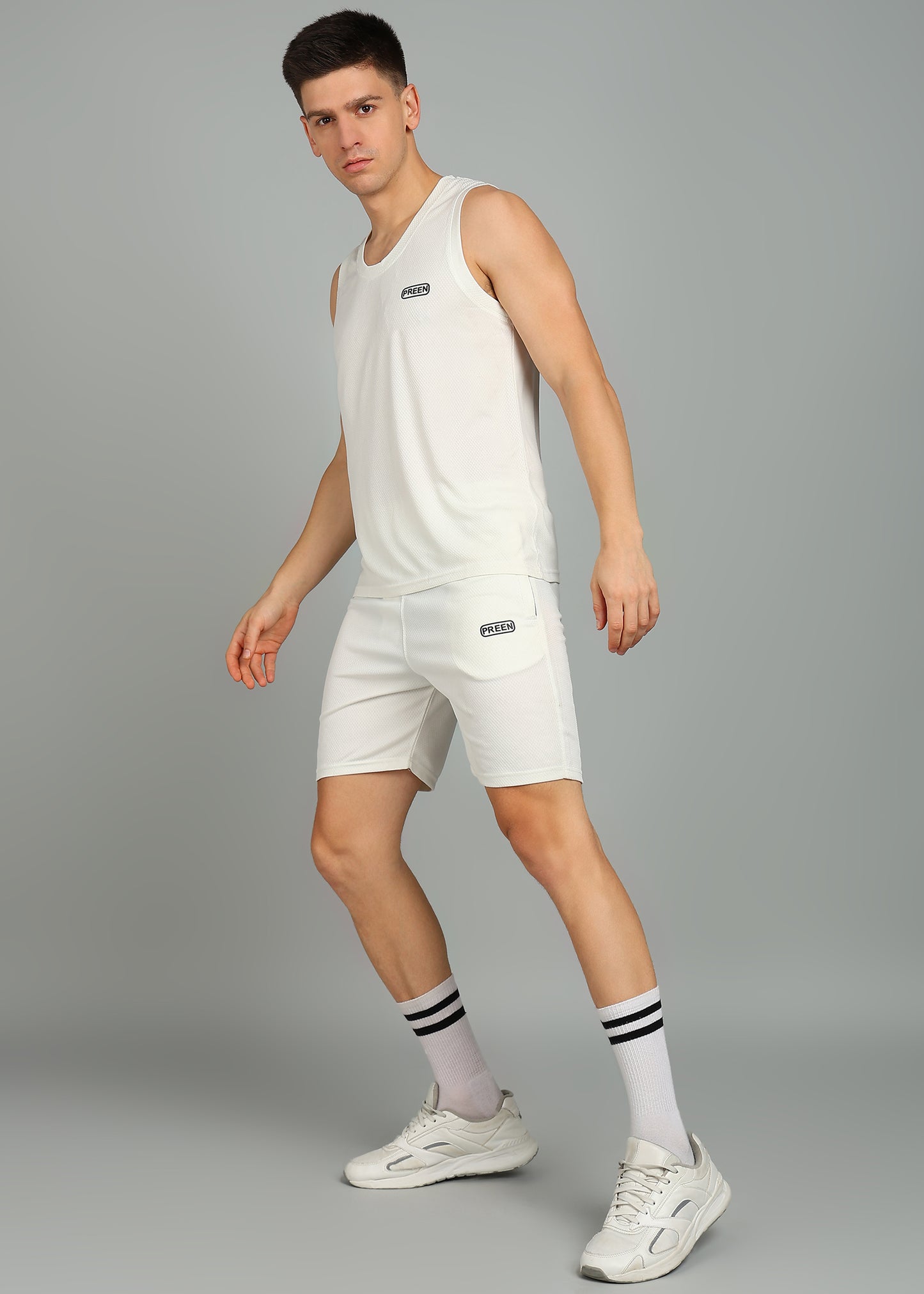 Preen Solid Men's Sleeveless Co-Ord's Set