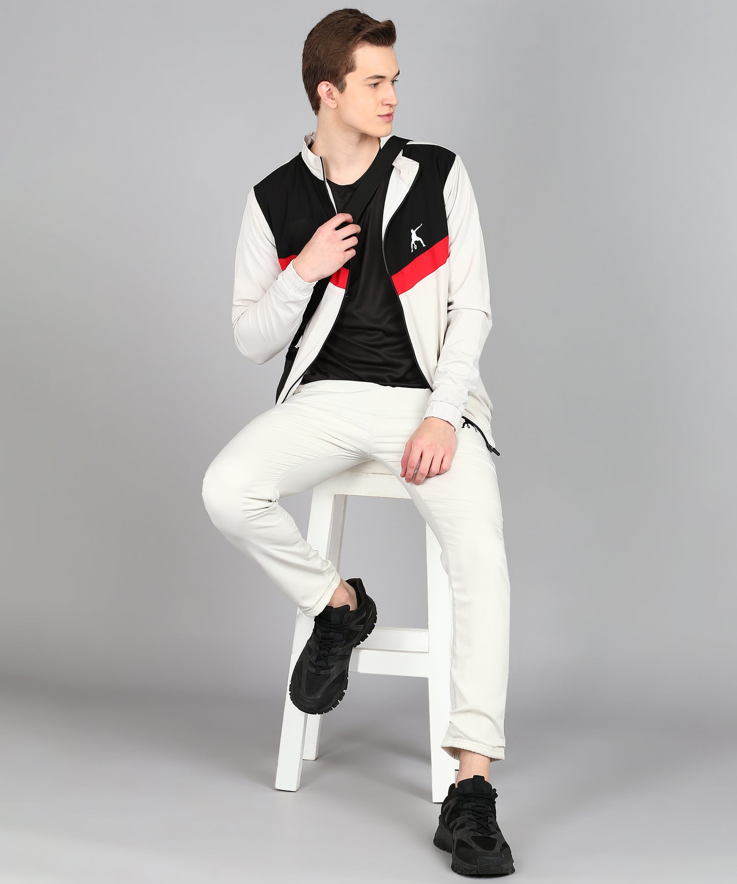 Preen Colorblock Men Track Suit Set Black