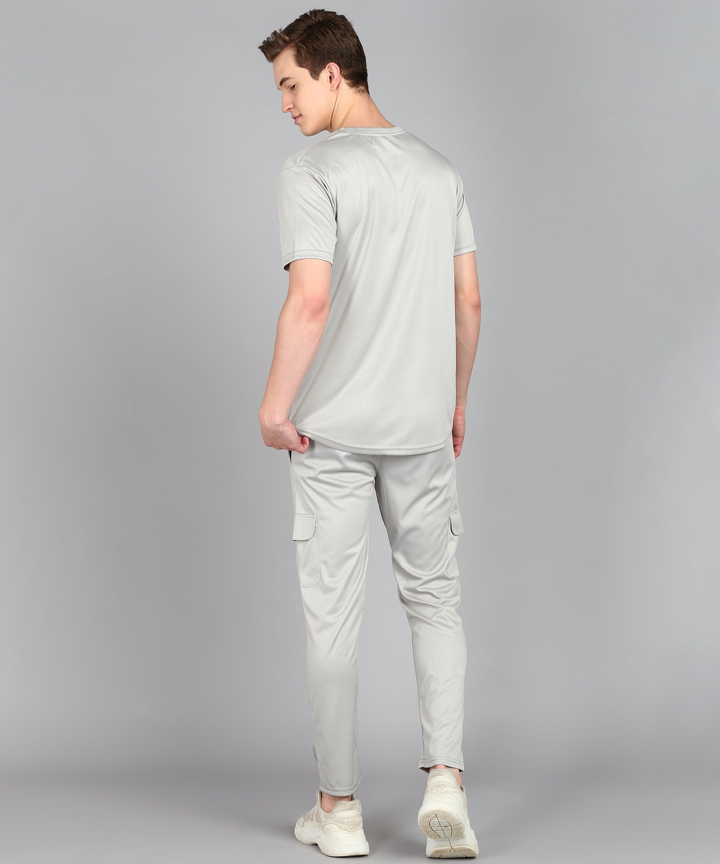 Preen Men's Light Grey Colour Solid T-shirt and Lower Set