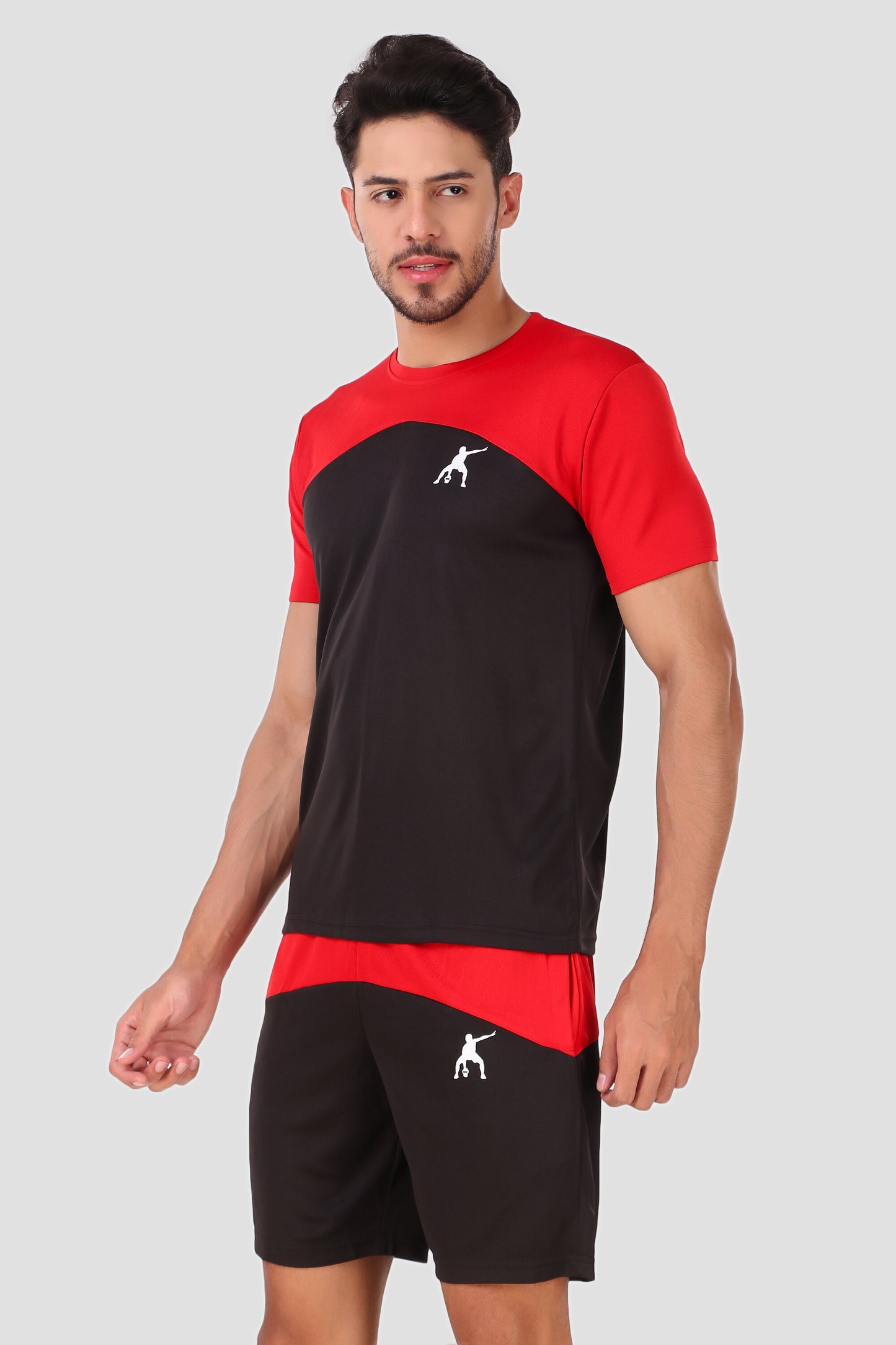 Preen Colorblock T-shirt and Shorts Set RedBlack