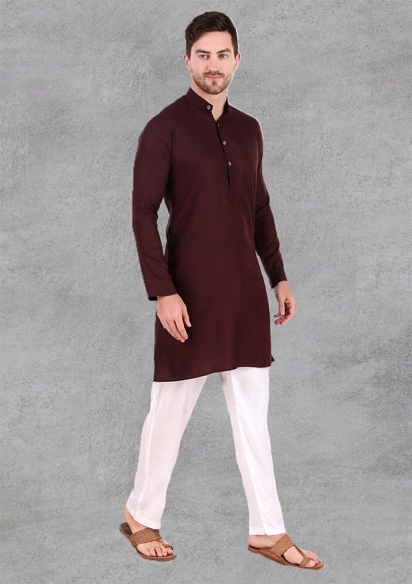 Preen Chocolatey Ban Collar Kurta Pajama Set