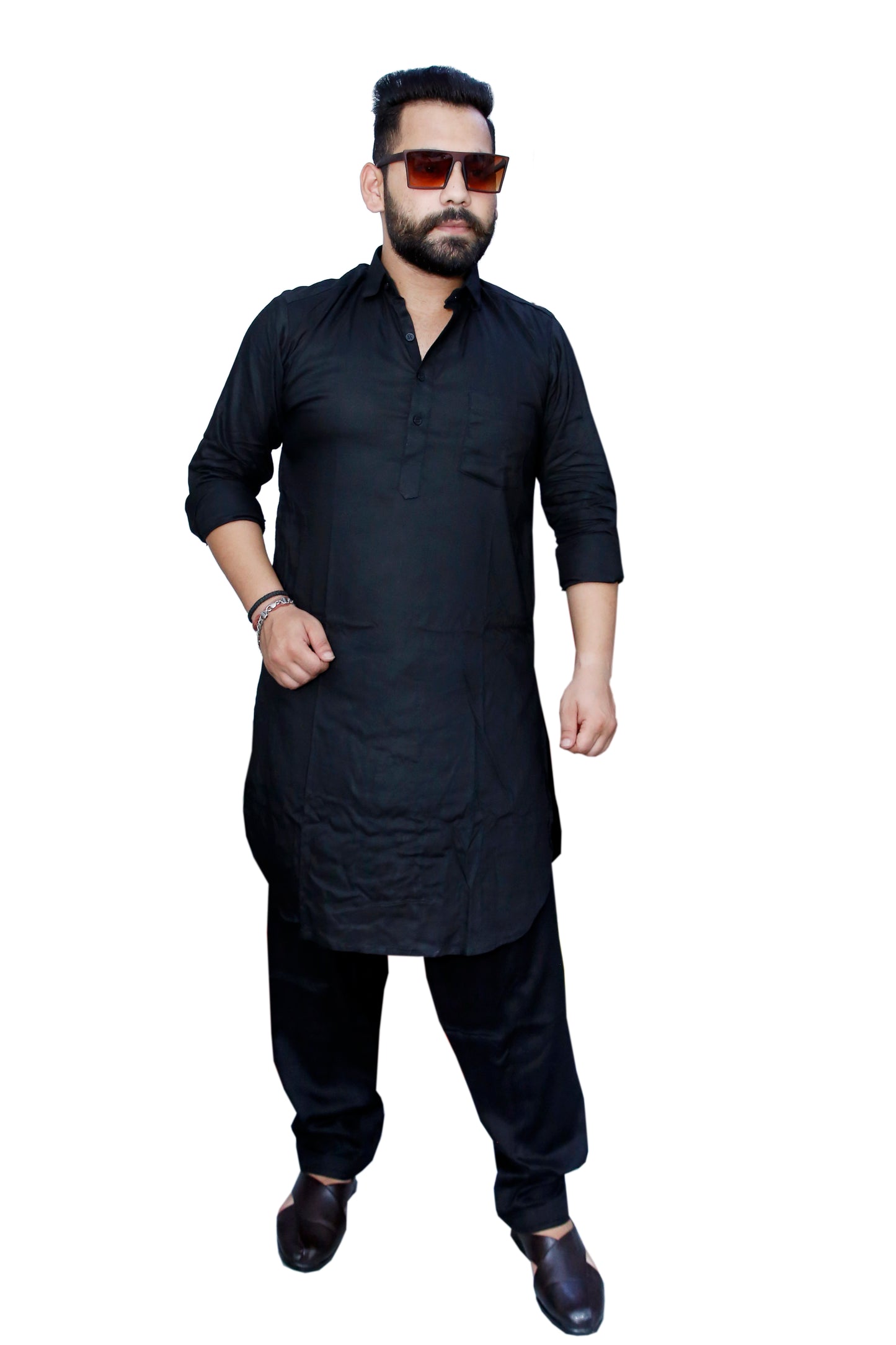 Preen SP Pathani Suit / Kurta Pajama Set Black