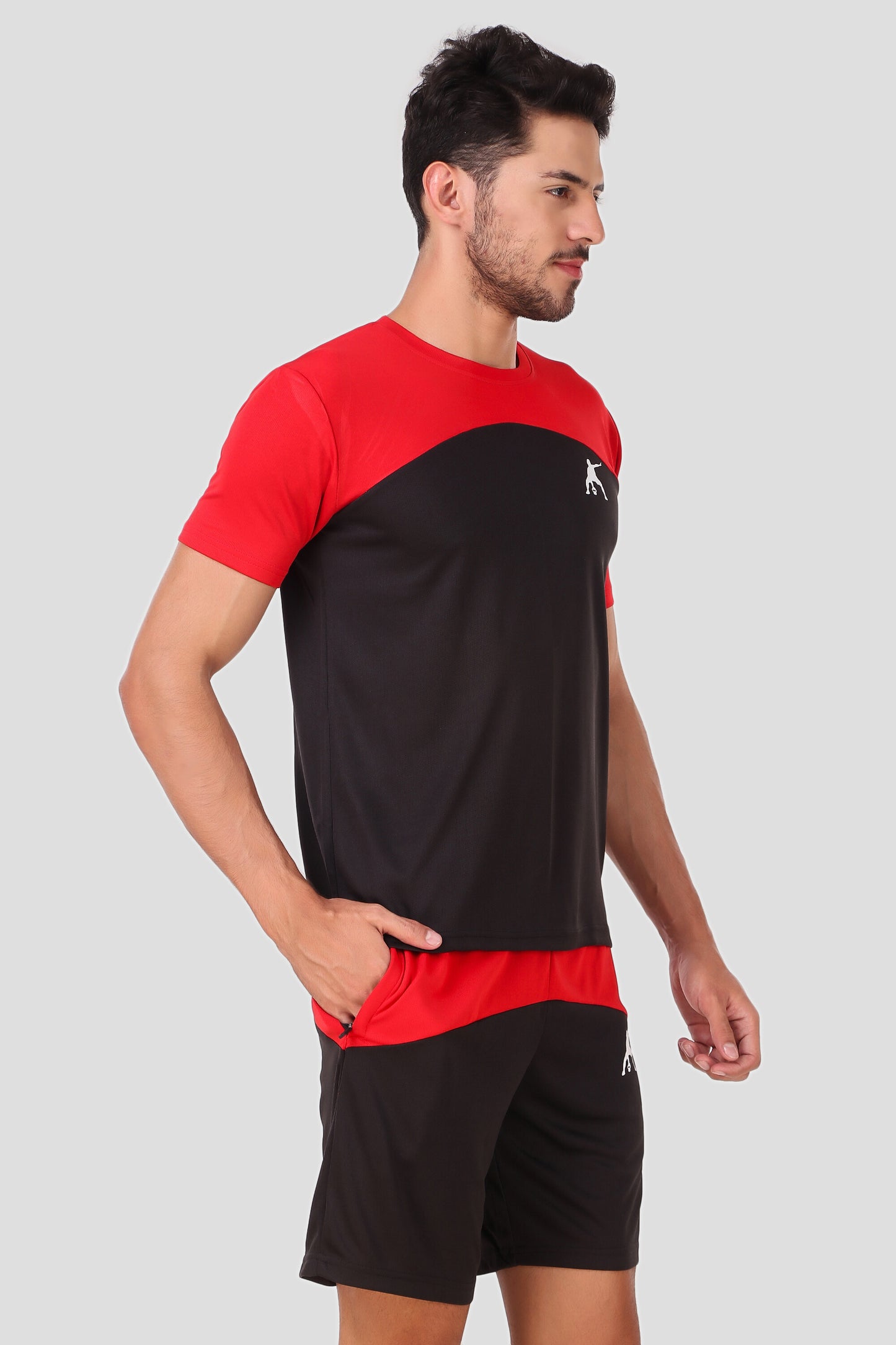 Preen Colorblock T-shirt and Shorts Set RedBlack