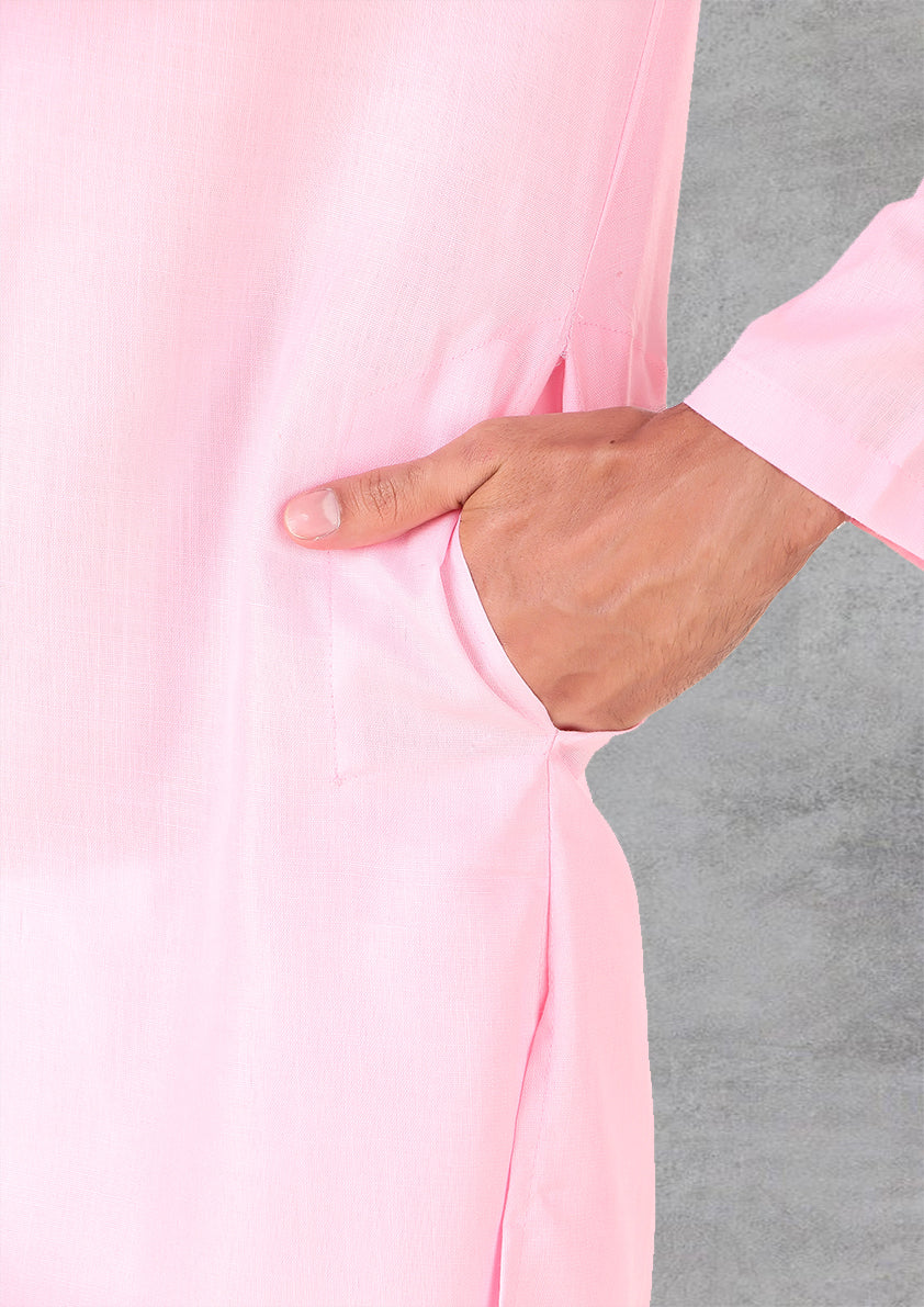 Preen Pink Ban Collar Kurta Pajama Set