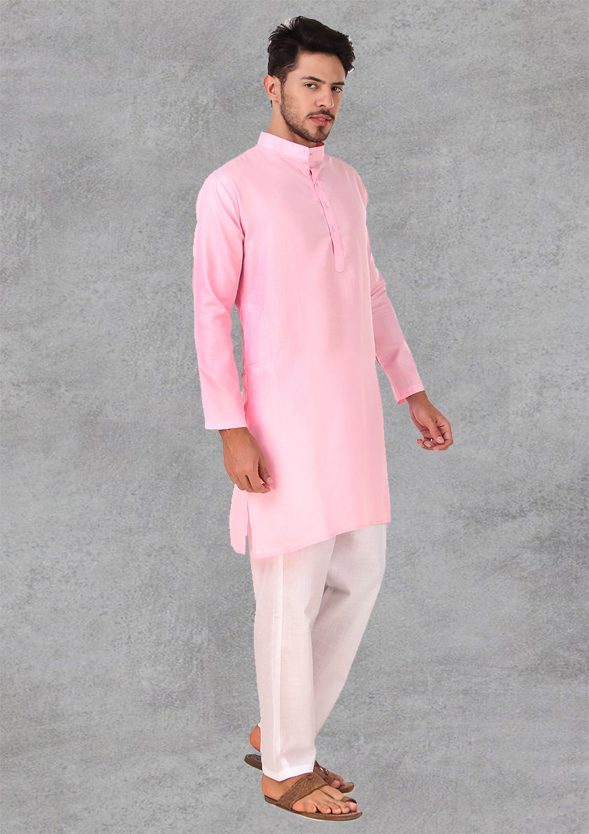 Preen Pink Ban Collar Kurta Pajama Set