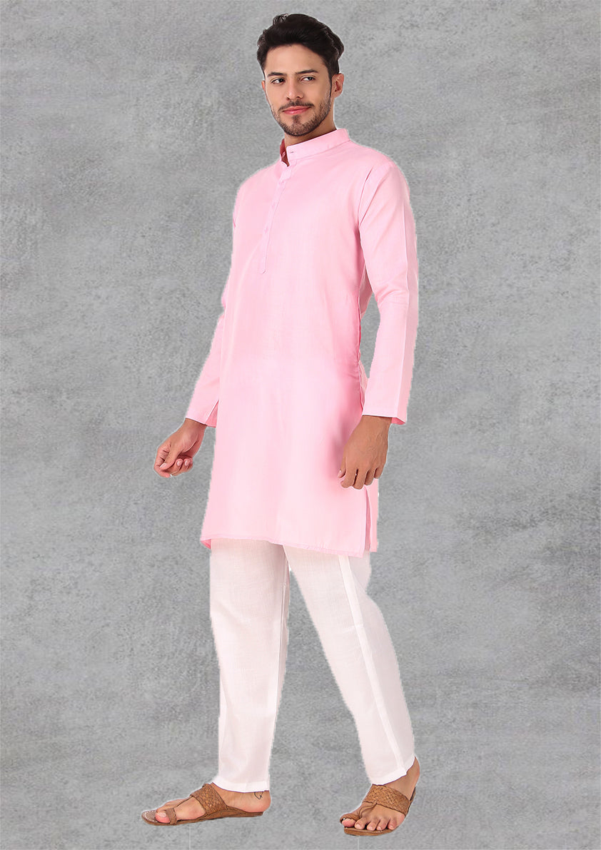 Preen Pink Ban Collar Kurta Pajama Set